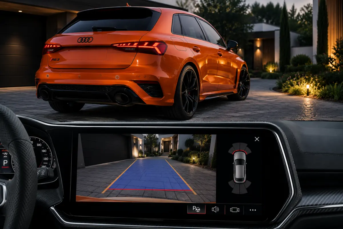 Reversing camera integrated with a vehicle display